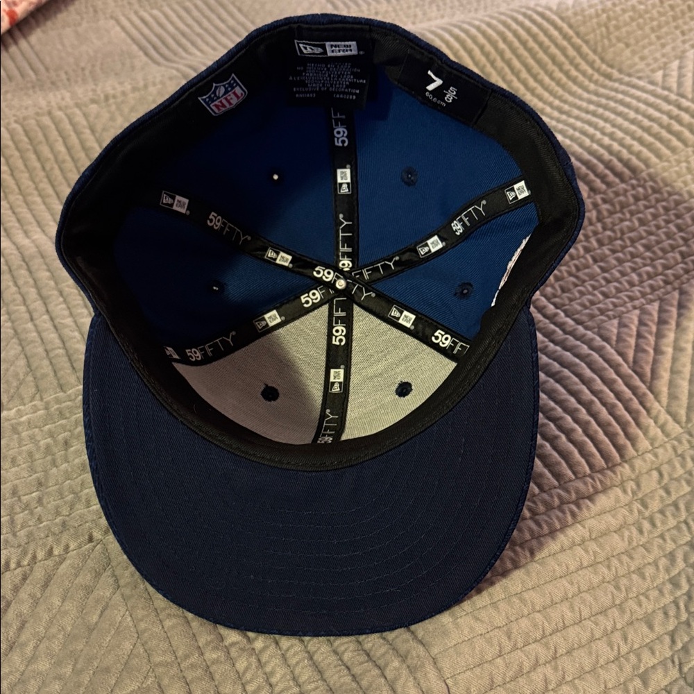 New England Patriots Navy Logo flat brim Hat- never worn 7 5/8 - Picture 2 of 8